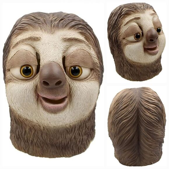 🩵Deluxe Sloth Full Head Latex Costume Mask - Picture 1 of 13
